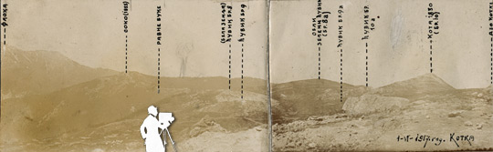 Panorama položaja Vardarske divizije snimljeno sa zapadne strane Kotke, 1917. (autor V. Vuković)