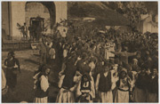 Na Petrov dan 1915. godine, narodno veselje pred crkvom u selu Dobrunu u Bosni